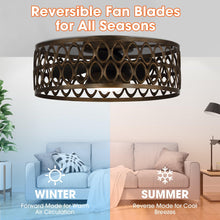 Carregar imagem no visualizador da galeria, 21" Kanpur Farmhouse Flush Mount Reversible Ceiling Fan with LED Lighting and Remote Control