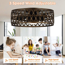 Carregar imagem no visualizador da galeria, 21" Kanpur Farmhouse Flush Mount Reversible Ceiling Fan with LED Lighting and Remote Control