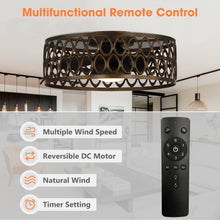 Carregar imagem no visualizador da galeria, 21" Kanpur Farmhouse Flush Mount Reversible Ceiling Fan with LED Lighting and Remote Control