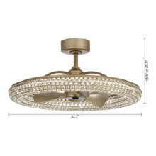 Carregar imagem no visualizador da galeria, 33" Modern DC Motor Crystal Ceiling Fan with Lighting and Remote Control
