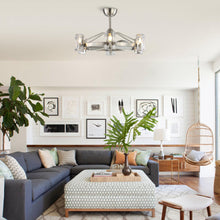 Carregar imagem no visualizador da galeria, 34" Bucholz Modern DC Motor Brushed Nickel Downrod Mount Reversible Ceiling Fan with LED Lighting and Remote Control