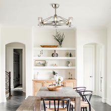 Carregar imagem no visualizador da galeria, 34" Bucholz Modern DC Motor Brushed Nickel Downrod Mount Reversible Ceiling Fan with LED Lighting and Remote Control