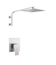Cargar imagen en el visor de la galería, 12 Inch Rain head big arc wall Mount Brushed Nickel Shower System two way or single way Rough-in Valve Body with trim