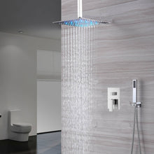 Cargar imagen en el visor de la galería, Chrome Ceiling-Mounted Rainfall Shower Head Two-Way Shower Faucet and Handle Sprayer Included