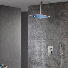 Cargar imagen en el visor de la galería, 16'' LED two function Brushed Nickel Rain Rainfall showers with handle sprayers