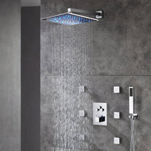 Cargar imagen en el visor de la galería, Chrome Thermostatic Shower System 3-Way Functionality & Includes 6 Body Jets for Simultaneous and Separate Operation