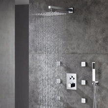 Cargar imagen en el visor de la galería, Chrome Thermostatic Shower System 3-Way Functionality & Includes 6 Body Jets for Simultaneous and Separate Operation