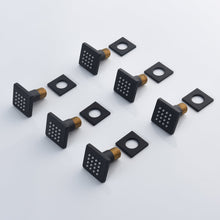 Cargar imagen en el visor de la galería, 12-Inch or 16-Inch Matte Black Rain Showers with 3-Way Anti-Scald Digital Display Valve, Trim, and 6 Body Jets