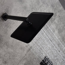 Cargar imagen en el visor de la galería, 12-Inch or 16-Inch Matte Black Rain Showers with 3-Way Anti-Scald Digital Display Valve, Trim, and 6 Body Jets
