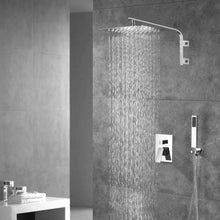 Cargar imagen en el visor de la galería, 12 Inch Rain head big arc wall Mount Brushed Nickel Shower System two way or single way Rough-in Valve Body with trim