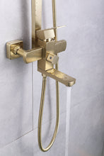 Cargar imagen en el visor de la galería, Luxury Brushed Gold 3-Function Exposed Shower Set with Handheld Shower and Tub Spout