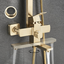 Cargar imagen en el visor de la galería, Luxury Brushed Gold 3-Function Exposed Shower Set with Handheld Shower and Tub Spout