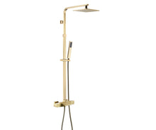 Load image into Gallery viewer, Luxurious Brushed Gold Or Matte black Wall-Mounted Thermostatic Rain Exposed Shower Set with Tub Spout