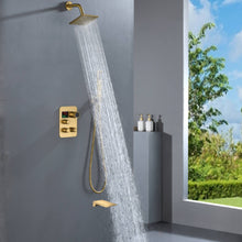 Cargar imagen en el visor de la galería, 12-inch Or 16-inch Or 6'' Wall-Mount Brushed Gold 3-Way Thermostatic Shower Valve System: Versatile Functionality and Stunning Design