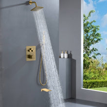 Cargar imagen en el visor de la galería, 12-inch Or 16-inch Or 6'' Wall-Mount Brushed Gold 3-Way Thermostatic Shower Valve System: Versatile Functionality and Stunning Design