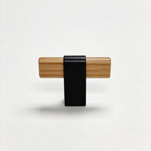 Load image into Gallery viewer, Black and Oak Wood "Crossing" Cabinet Knob and Drawer Handles
