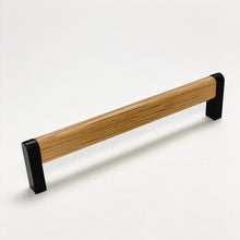 Load image into Gallery viewer, Black and Oak Wood "Crossing" Cabinet Knob and Drawer Handles