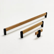 Load image into Gallery viewer, Black and Oak Wood "Crossing" Cabinet Knob and Drawer Handles