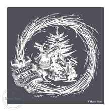 Cargar imagen en el visor de la galería, Christmas Bunny Wreath - Mesh Stencil 10x10