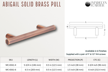 Carregar imagem no visualizador da galeria, Abigail Solid Brass Drawer Pull - 3.75 Inch Centers