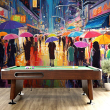 Carregar imagem no visualizador da galeria, Raining Cityscape Wallpaper Mural - Abstract Color Mural. #6762