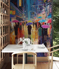 Carregar imagem no visualizador da galeria, Raining Cityscape Wallpaper Mural - Abstract Color Mural. #6762