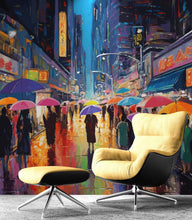 Carregar imagem no visualizador da galeria, Raining Cityscape Wallpaper Mural - Abstract Color Mural. #6762