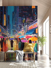 Carregar imagem no visualizador da galeria, Raining Cityscape Wallpaper Mural - Abstract Color Mural. #6762