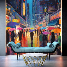 Load image into Gallery viewer, Raining Cityscape Wallpaper Mural - Abstract Color Mural. #6762

