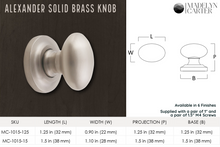 Carregar imagem no visualizador da galeria, Alexander Solid Brass Cabinet Knob - 1.5 Inch