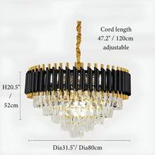 Carregar imagem no visualizador da galeria, Alfonsine | Luxury Black Crystal Led Hanging Chandelier For Living Room