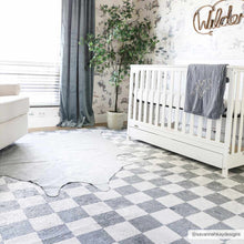 Carregar imagem no visualizador da galeria, Alie Blue Gray Checkered Washable Rug