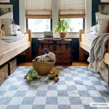 Carregar imagem no visualizador da galeria, Alie Blue Gray Checkered Washable Rug