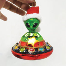 Carregar imagem no visualizador da galeria, Alien and UFO Glass Christmas Ornament