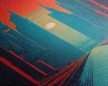 Carregar imagem no visualizador da galeria, Brutalist Art Deco Dystopian City Art, Framed Canvas Print, Ready To Hang Framed Wall Art, Living Room Wall Decor