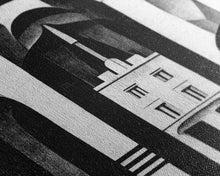 Load image into Gallery viewer, Art Deco Black And White Art Print, Art Deco Architecture, Framed Canvas Print, Ready To Hang Framed Wall Art, Living Room Wall Hanging