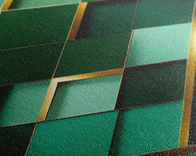 Load image into Gallery viewer, Emerald Green Geometric Abstract Art, Framed Canvas Print, Ready To Hang Framed Wall Art, Living Room Wall Hanging