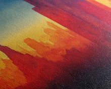 Cargar imagen en el visor de la galería, Chicago at sunset concept art, synthwave style, framed canvas print, ready to hang wall art with frame