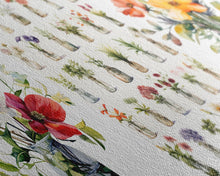 Carregar imagem no visualizador da galeria, 3 Piece Set, Cute Kawaii Floral Print, Flowers In Vases, Framed Wall Art, Canvas Print, Botanical Wall Decor, Dried Flower Large Triptych