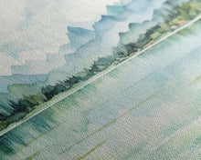 Carregar imagem no visualizador da galeria, Framed Canvas Wall Art Set of 3 Mint Green Forest Mountain Nature Landscape Prints Minimalist Modern Art Woodland Nursery Wall Art