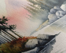 Carregar imagem no visualizador da galeria, Framed Canvas Wall Art Set of 3 Pastel Mountain Range Lake Nature Landscape Prints Minimalist Modern Art Woodland Nursery Decor Office Art