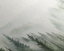 Carregar imagem no visualizador da galeria, Framed Canvas Wall Art Set of 3 Emerald Green Pine Tree Mountain Range Nature Landscape Prints Minimalist Modern Art Woodland Nursery Decor