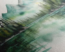 Carregar imagem no visualizador da galeria, 3 Panel Framed Canvas Print Wall Art Set of 3 Emerald Green Mountain Forest Lake Landscape Minimalist Modern Art Nature Wall Decor Pine Tree