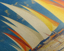 Load image into Gallery viewer, Art Deco Sailboats, Sailing Art, Sailing on the open sea, Wall Decor, Ready To Hang Framed Canvas Print, Oversize Wall Art