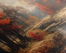 Carregar imagem no visualizador da galeria, Fall Decor Framed Canvas Print | Trees With Falling Leaves | Fall Wedding Decor | Fall Home Decor | Fall Wall Decor | Rustic Fall Decor