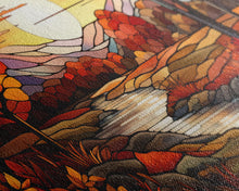 Carregar imagem no visualizador da galeria, Fall Centerpiece Landscape Painting Canvas Print, Stained Glass Style Art, Stained Glass Wall Art, Autumn Decor, Rustic Fall Art, Fall Decor