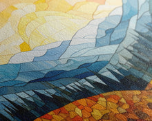 Load image into Gallery viewer, Beautiful Fall Decor Centerpiece Framed Canvas Print, Autumn Decor, Fall Wall Art, Above Mantle Wall Art, Stained Glass Style