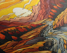 Carregar imagem no visualizador da galeria, Fall Wall Art, Abstract Wall Print, Sunset Art, River Art, Canvas Print, Wall Hanging, Panoramic Art, Nature Lover Gift, Above Bed Decor