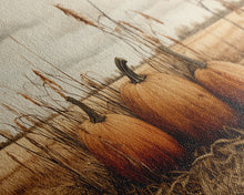 Carregar imagem no visualizador da galeria, Autumn Wall Art, Pumpkin Decor, Farm Wall Art, Canvas Print, Wall Hanging, Panoramic Art, Farmhouse Wall Decor, Housewarming Gift, RV Decor