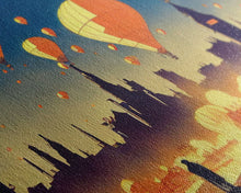 Carregar imagem no visualizador da galeria, Flight of the balloons, hot air balloon armada, framed canvas print, ready to hang framed wall art